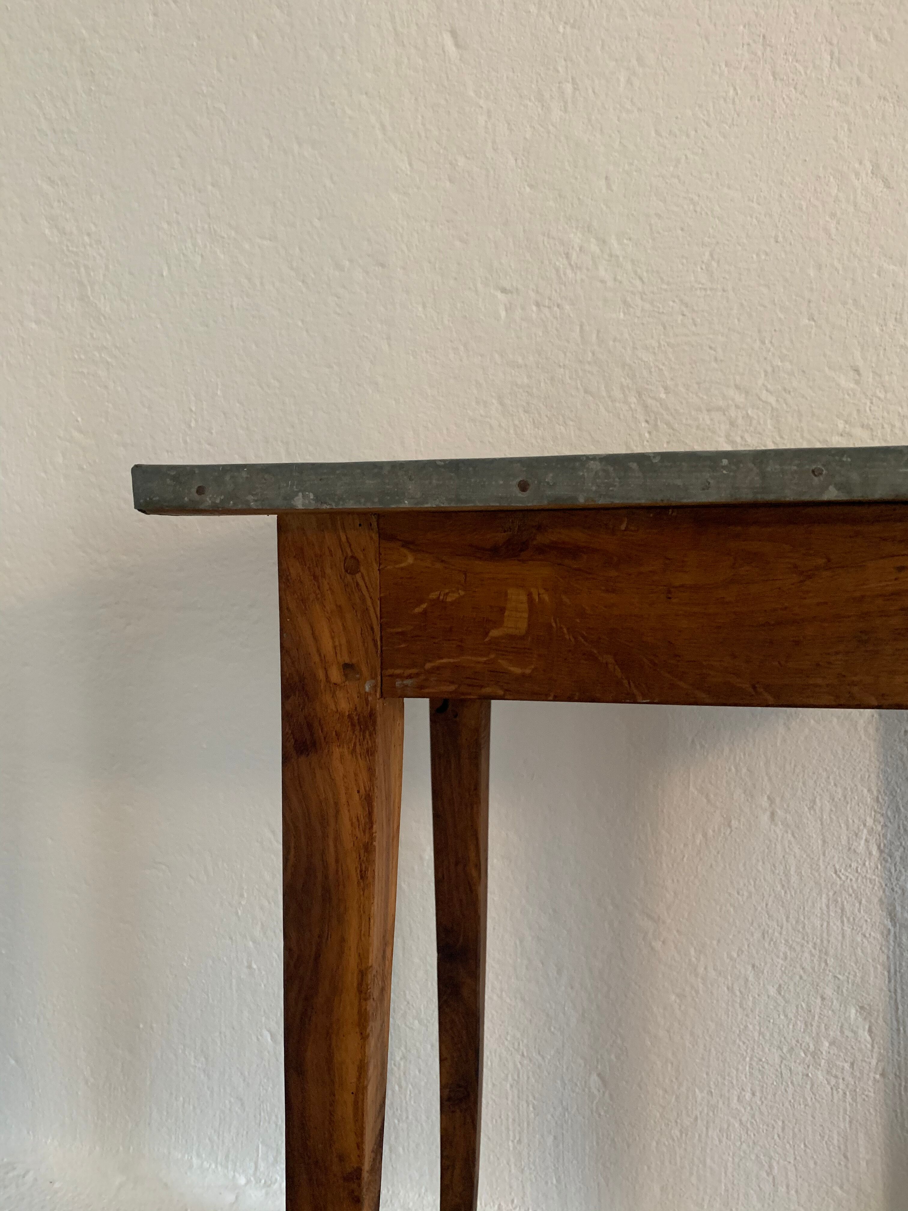 Old zinc tray farm table