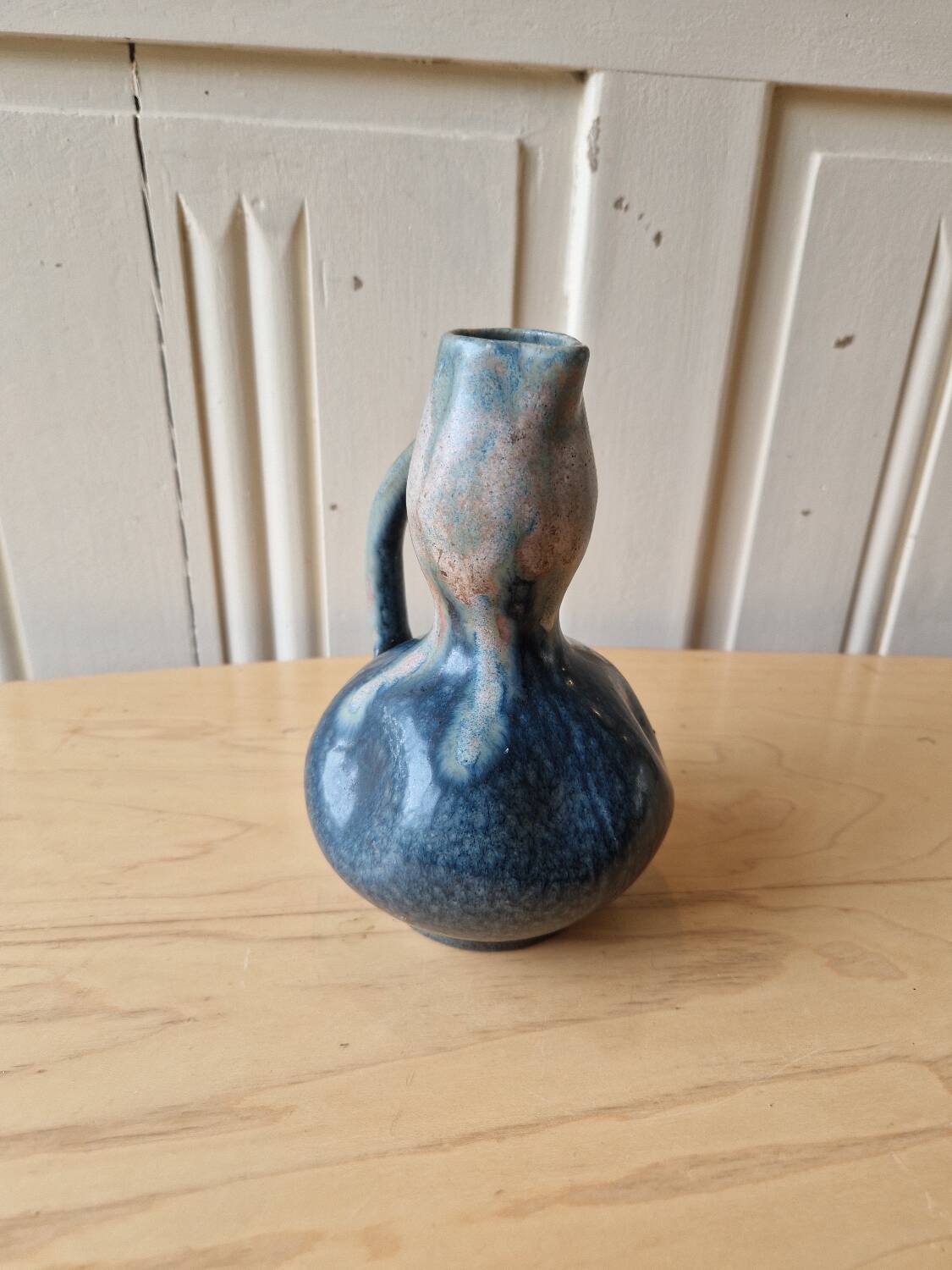 Jean-Marie MAURE - Puisaye stoneware. Flamed stoneware vase with blue decoration.