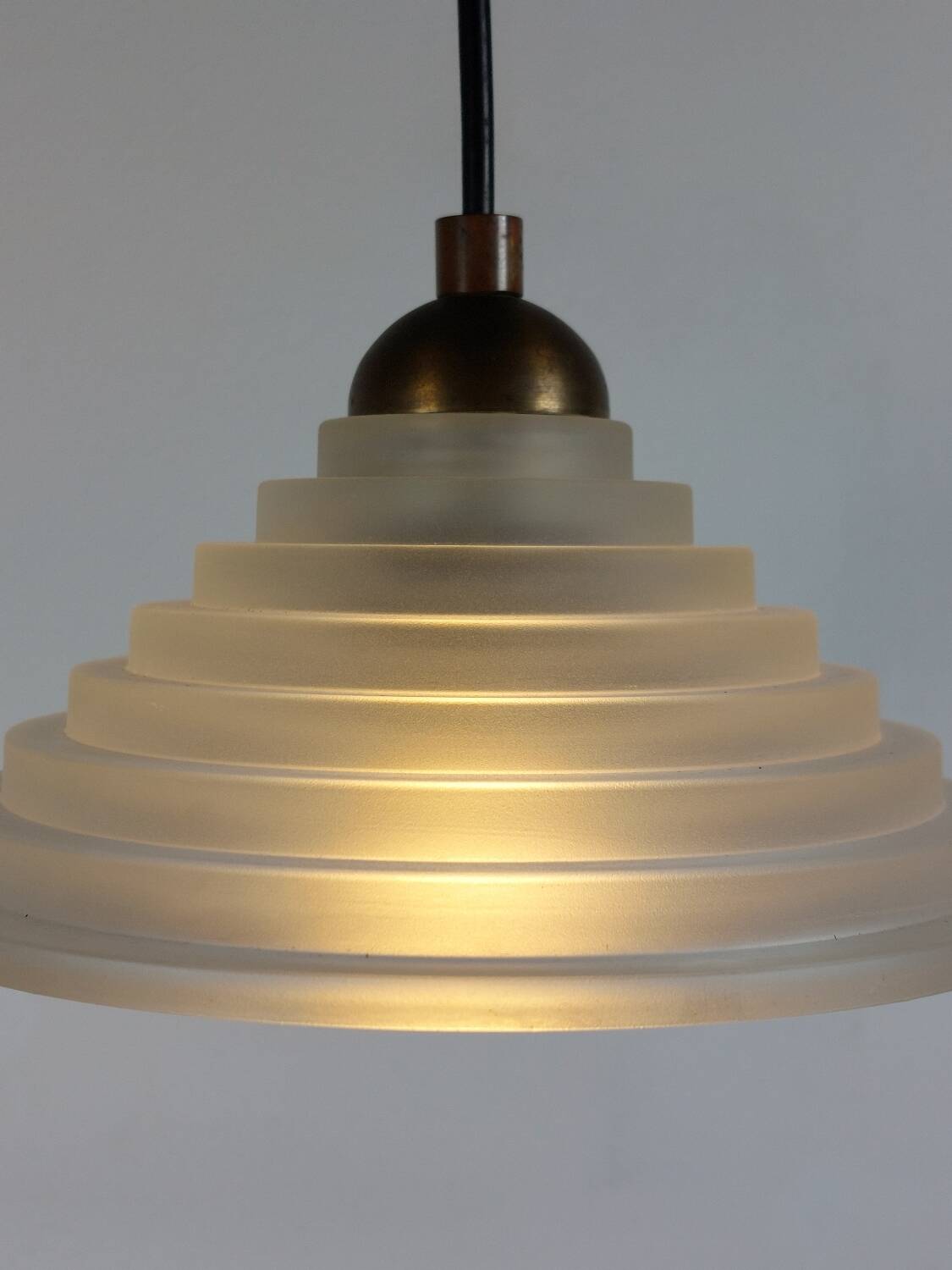 Vintage Art Deco Revival Pendant light glass brass