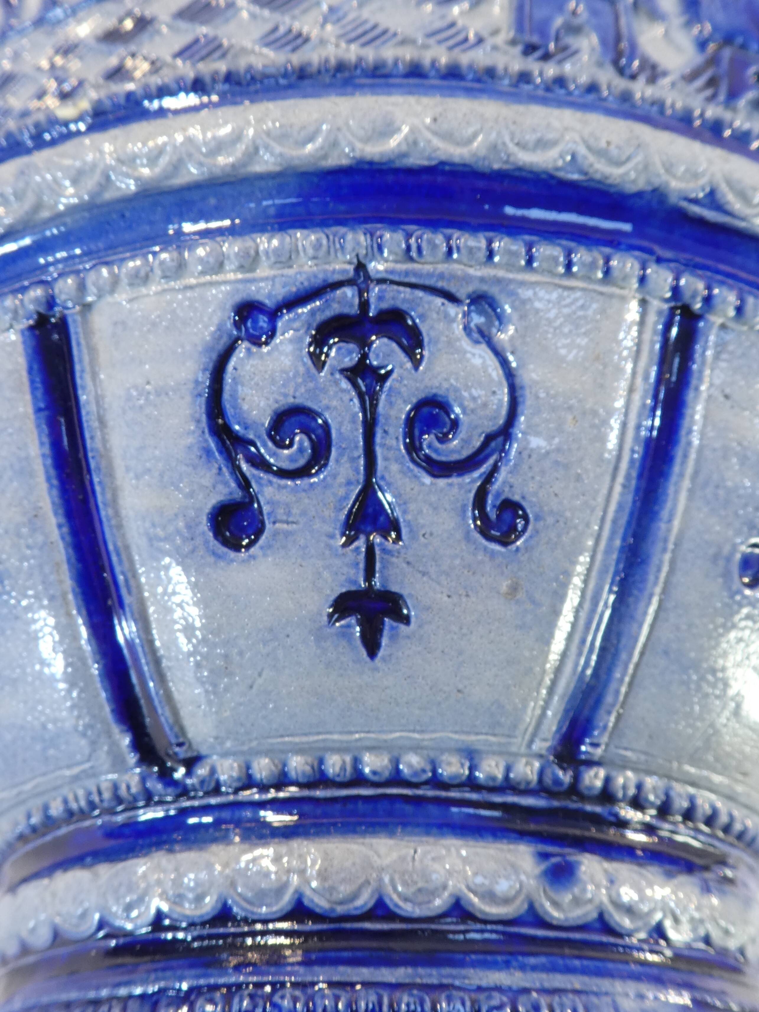 Large pitcher with gres Blue Ceramic ALLEMENAND WESTERWALD Meal scene