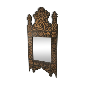 Vintage 80s Moorish style hand painted mirror