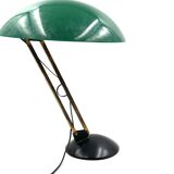 Lampe de table vintage verte et laiton, Italie 1960