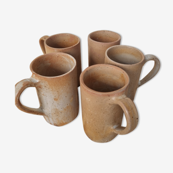 Tasses mugs chopes en grès vintage