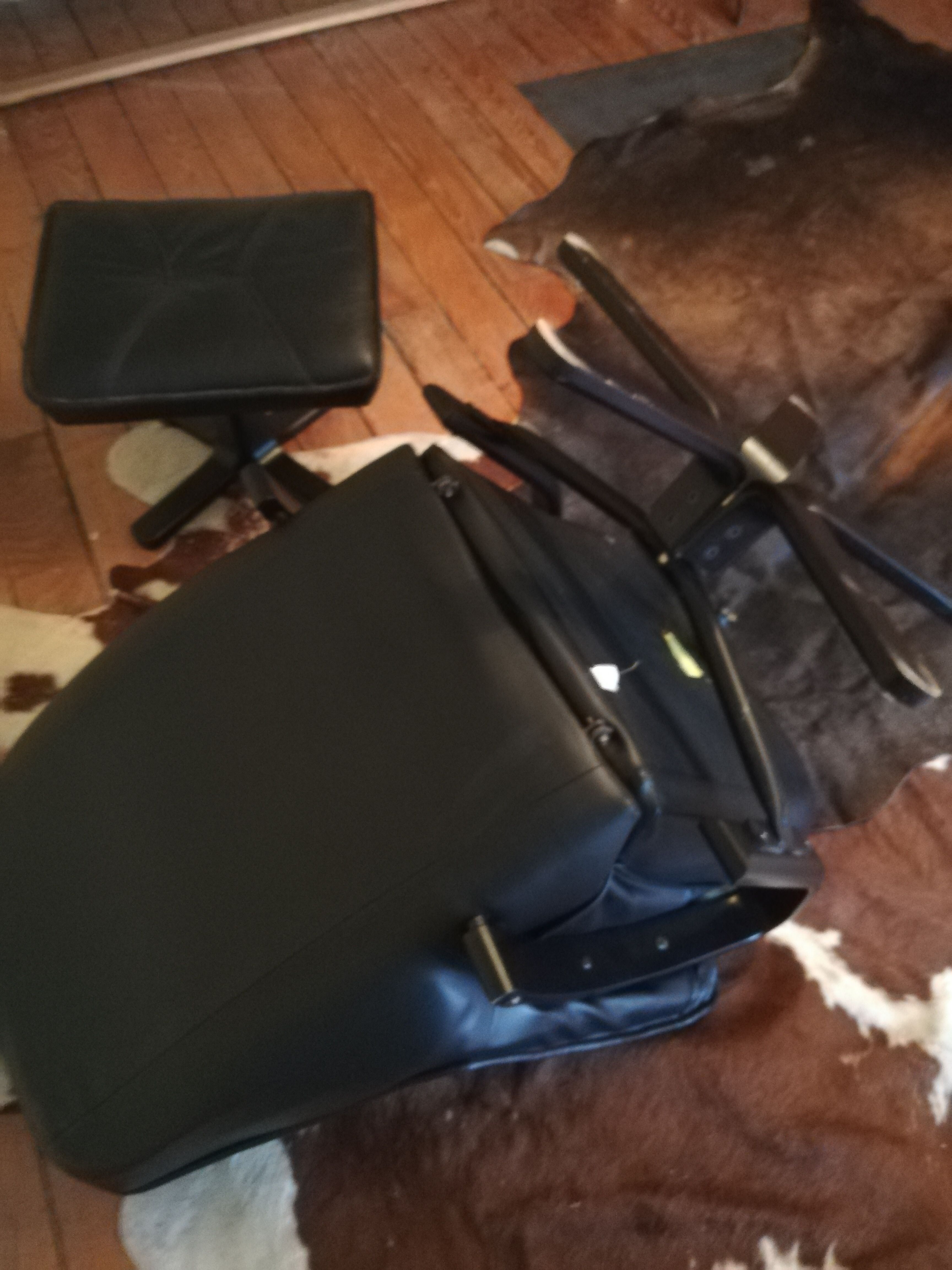 Vintage Danish leather armchair and ottoman