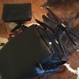 Vintage Danish leather armchair and ottoman