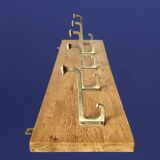 Vintage solid wood wall coat rack - 5 chrome-plated cast aluminum hooks