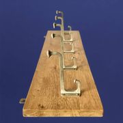 Vintage solid wood wall coat rack - 5 chrome-plated cast aluminum hooks