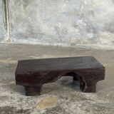 Small stool, black solid teak accent stool wabi-sabi L30 W8.5 H6.