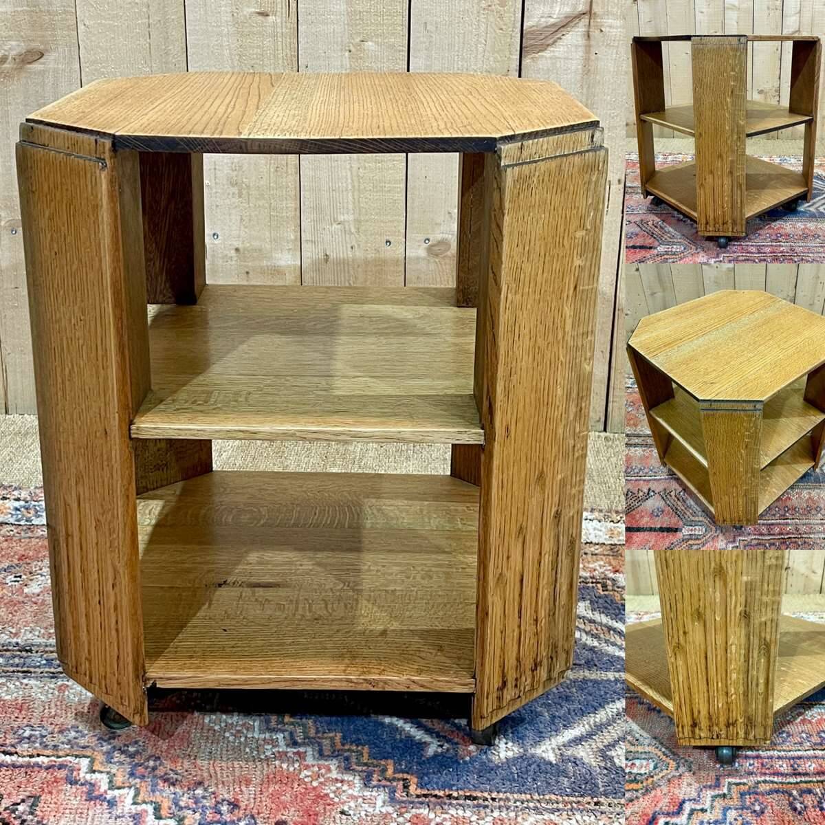 Guéridon art déco en chêne des années 1930