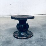 Handcrafted Low Stool in Carved Stained Wood, Africa, 1950s
