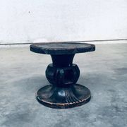 Handcrafted Low Stool in Carved Stained Wood, Africa, 1950s