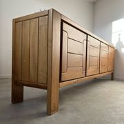 Large sideboard Regain in solid elm wood XXL 4 doors 70s