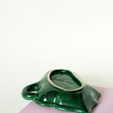 Leaf-shaped earthenware catchall, green and gold, 1970.