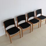 Set of 4 dining room chairs, 60s in oak