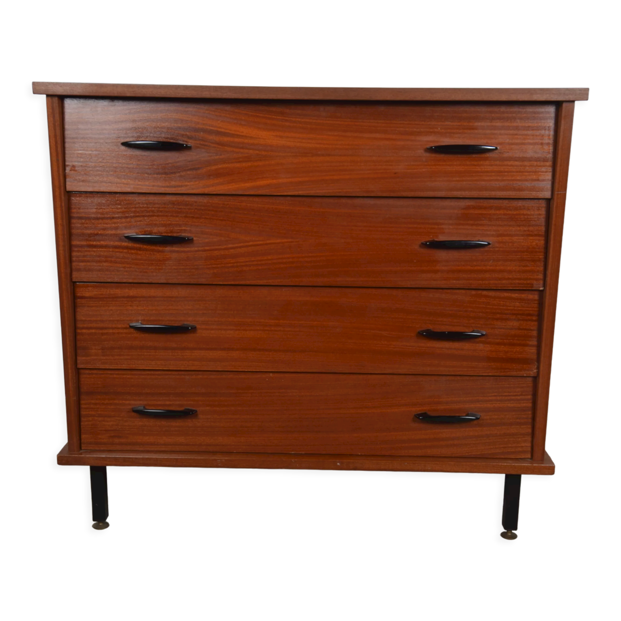 Teak chest of drawers and metal feet