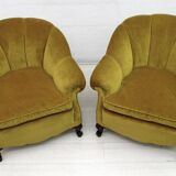 Pair of Mid-Century Modern Italian Velvet Armchairs, 1950s