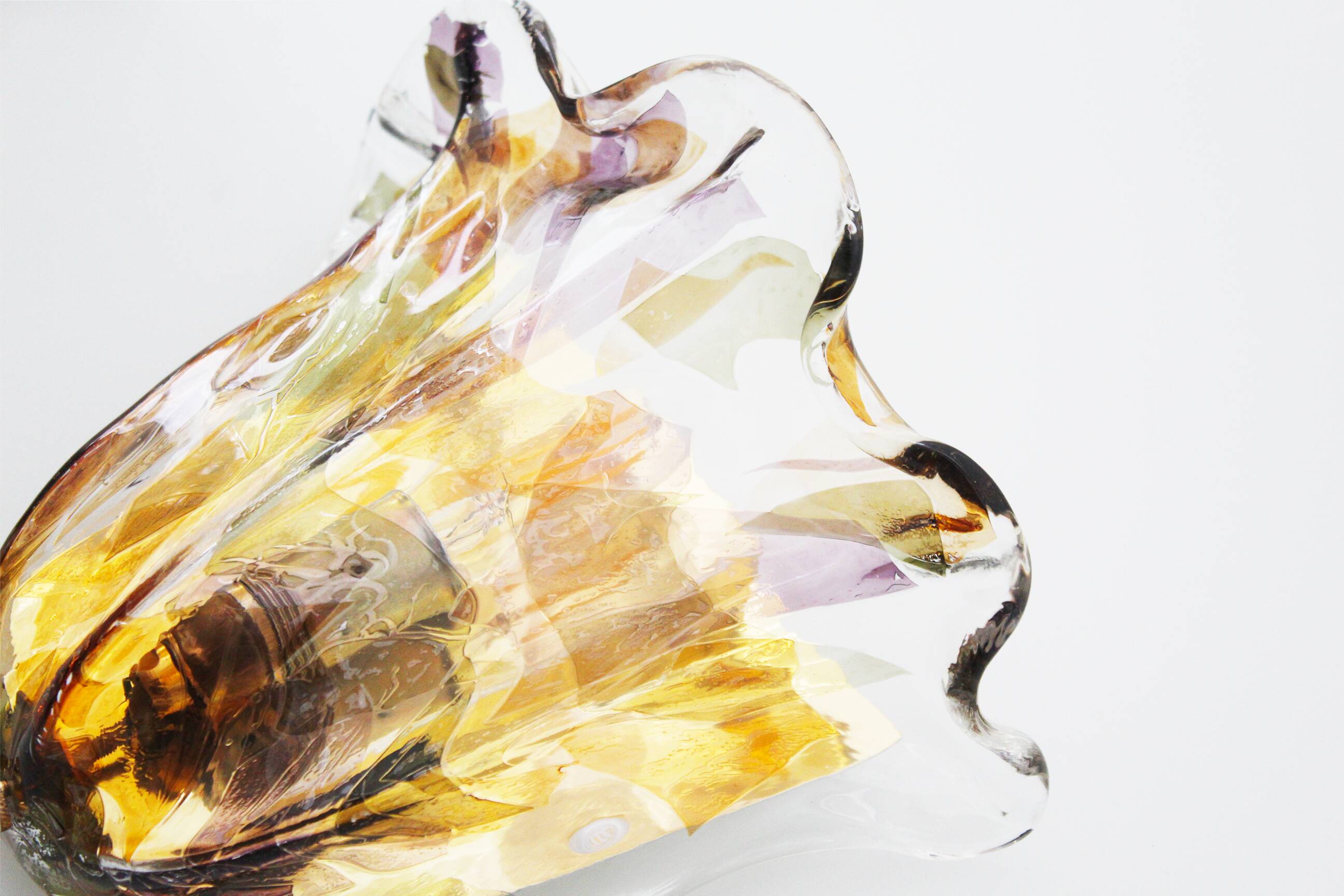Set of 2 Brass and Muranoglass ‘Shell’ wall sconces by La Murrina