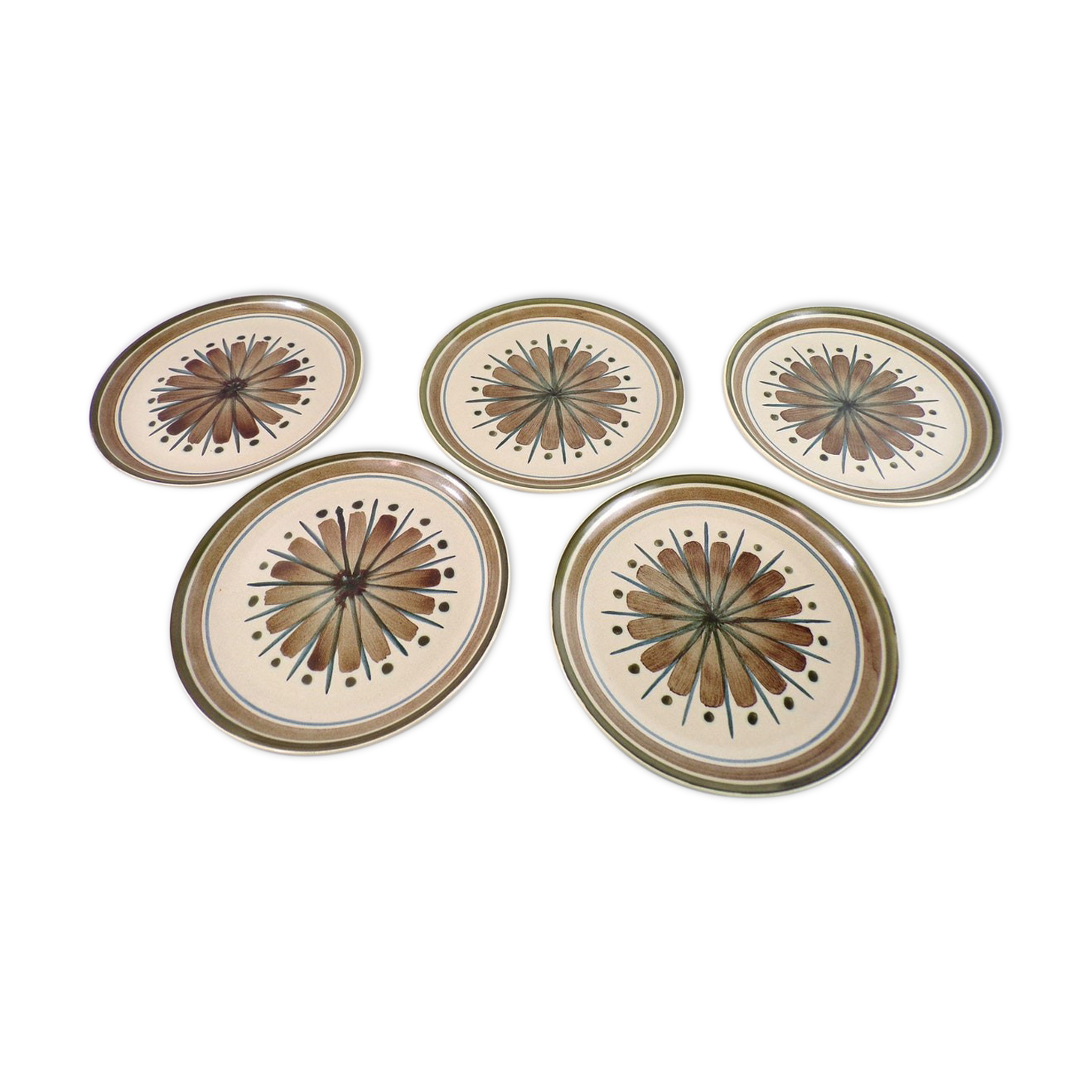 Set of 5 dessert plates Longchamp France