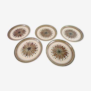 Set of 5 dessert plates Longchamp France