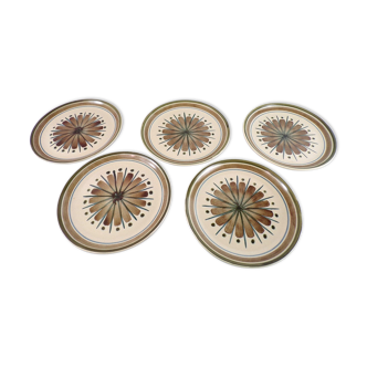 Set of 5 dessert plates Longchamp France