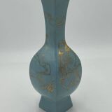 Chinese porcelain vase, cetadon, with gold leaf, Jingdezhen