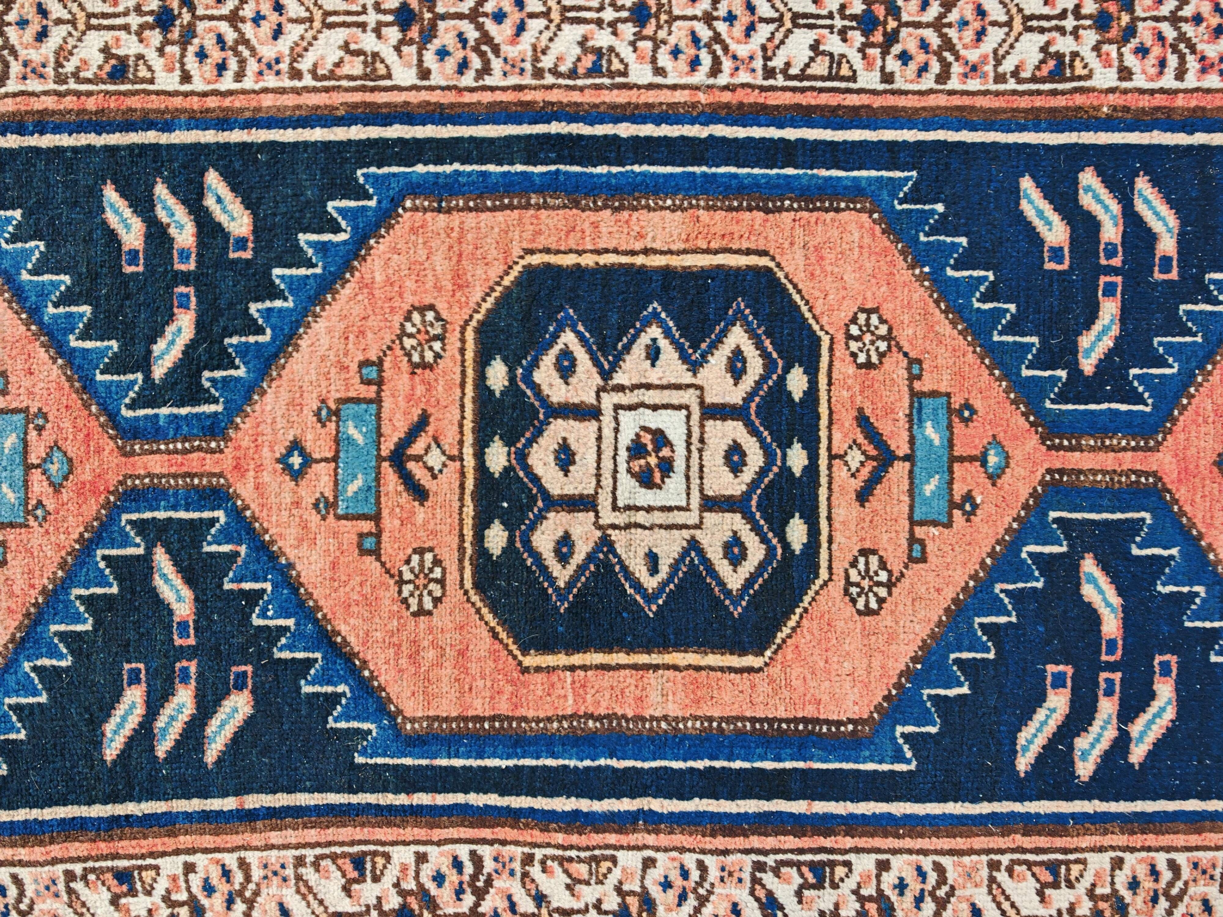 Vintage Anatolian runner rug in wool from the 1950s.