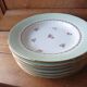 6 flat plates in PL Limoges porcelain 24 cm flower decoration with gold edging