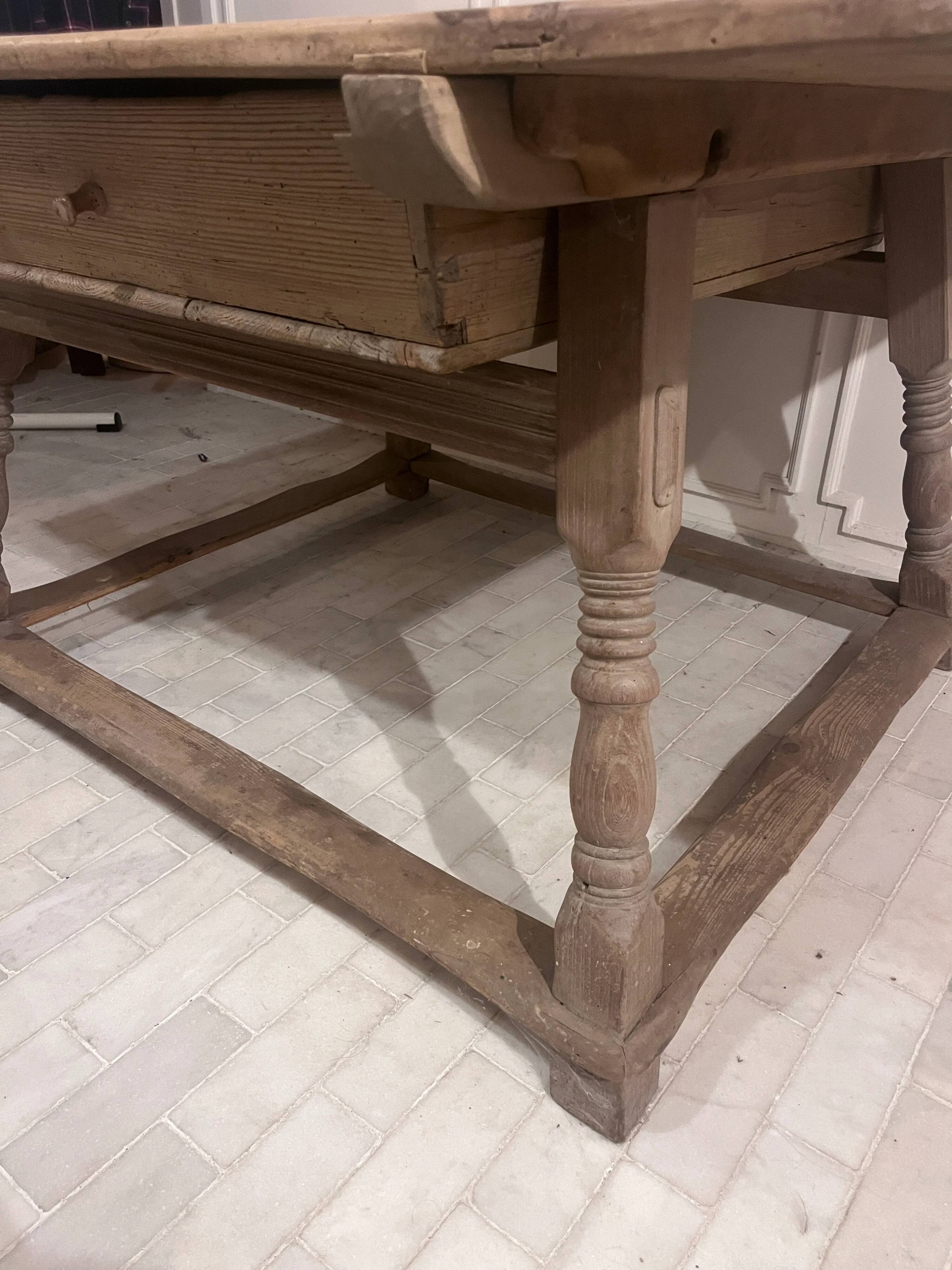 19th-century antique merchant's payment table made of solid wood.
