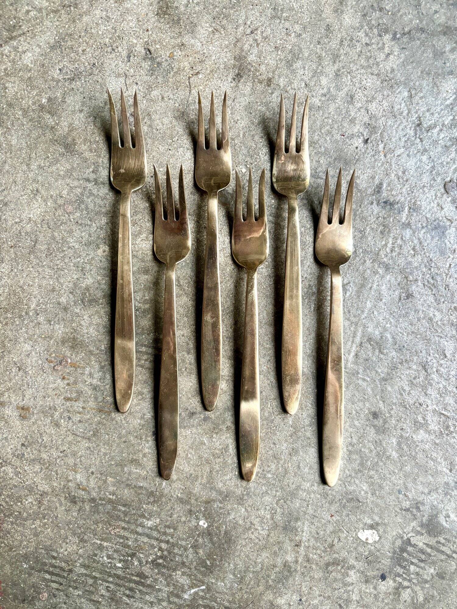 6 gilded bronze starter forks