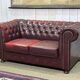 1980s Red 2-Seater Chesterfield Sofa