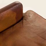 Fauteuil danois vintage en cuir de buffle, style Børge Mogensen, années 1960.