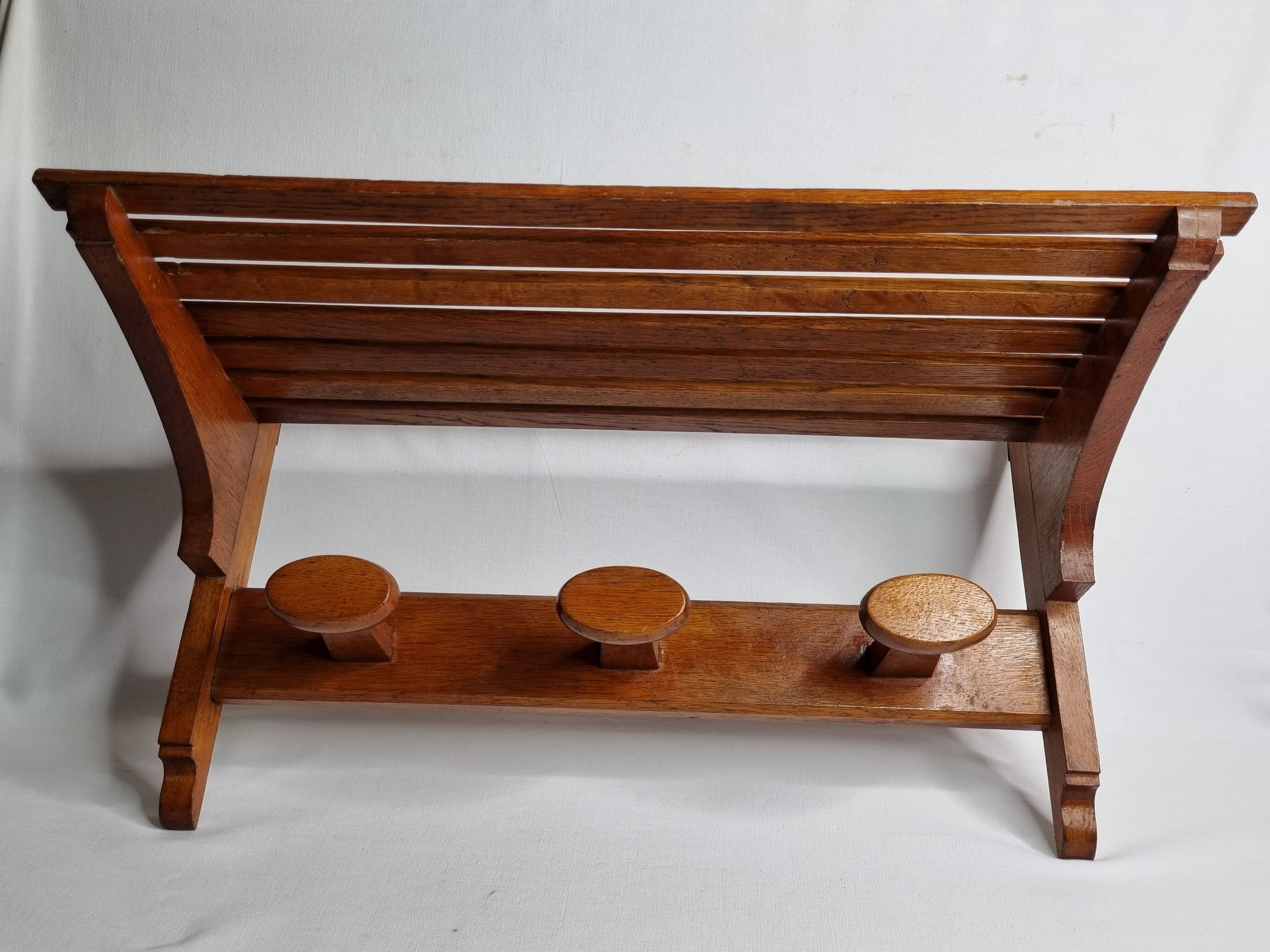 Vintage design wall coat rack, 3 oval hooks, 50s/60s, 62 cm