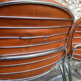 Series of 4 chairs Sabrina design Gastone Rinaldi for Rima, tawny leather, 1970