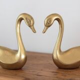 Pair of vintage brass swans
