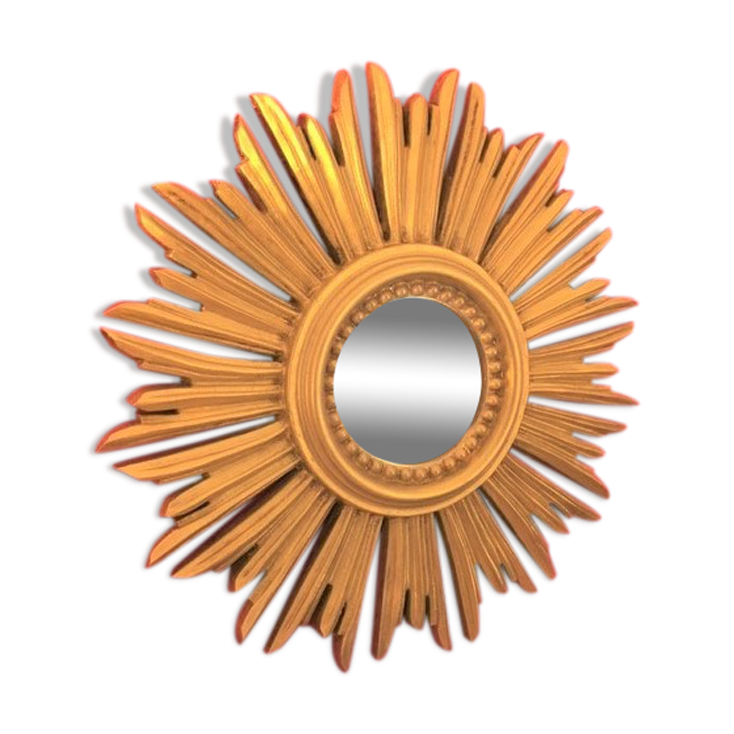 Mirror sun golden wood 32 cm 1950