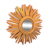 Mirror sun golden wood 32 cm 1950