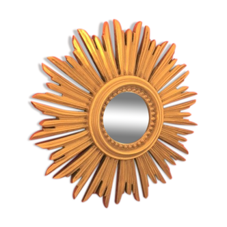 Mirror sun golden wood 32 cm 1950