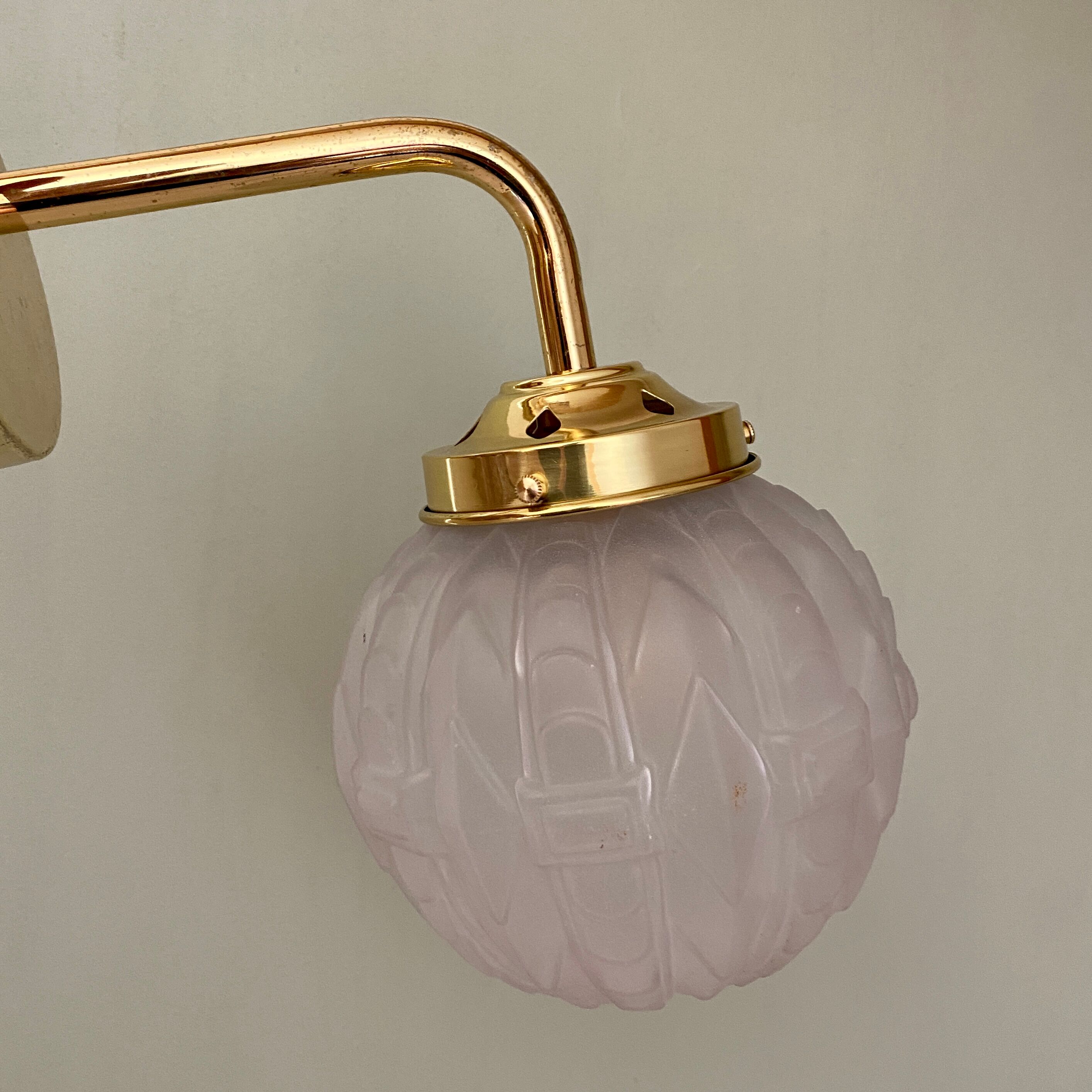 Vintage art deco glass globe elbow lamp