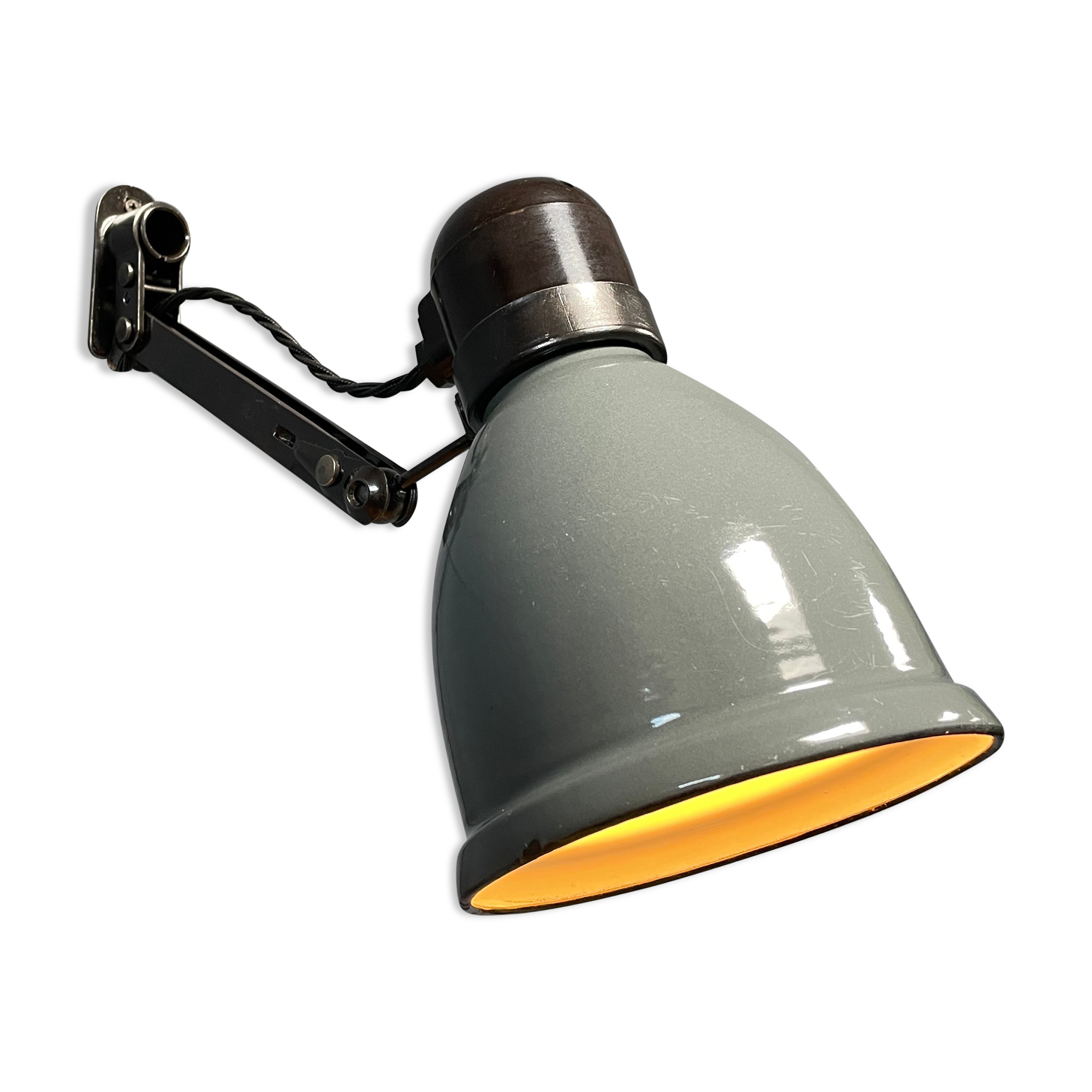 Industrial Fabrilux wall lamp with gray enamel shade