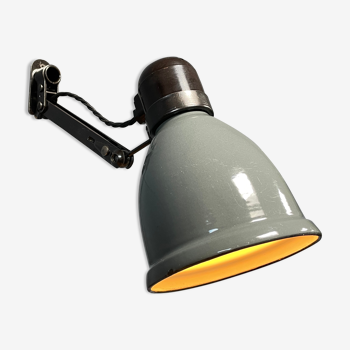 Industrial Fabrilux wall lamp with gray enamel shade