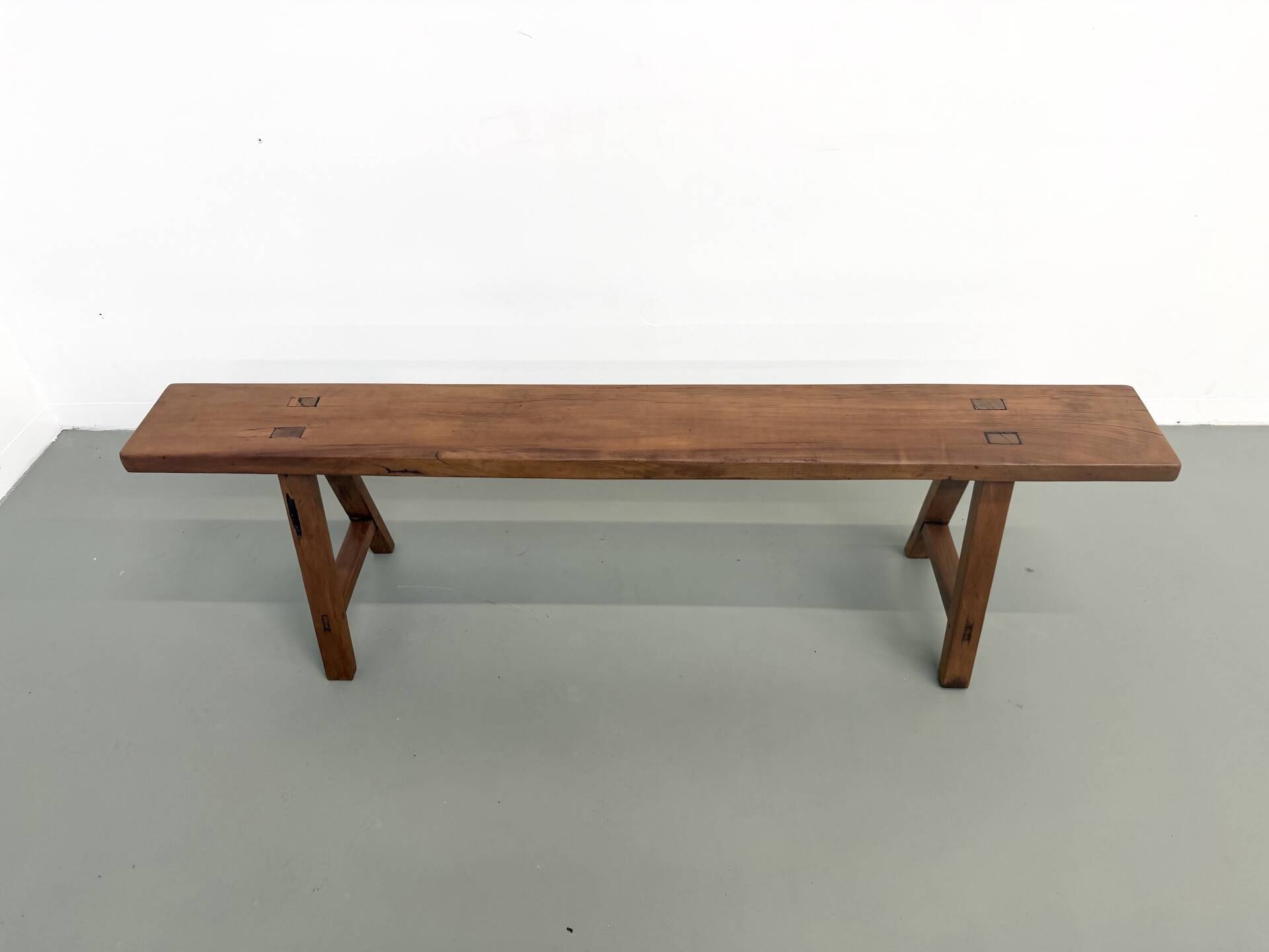 Restored solid walnut bench — 1950s