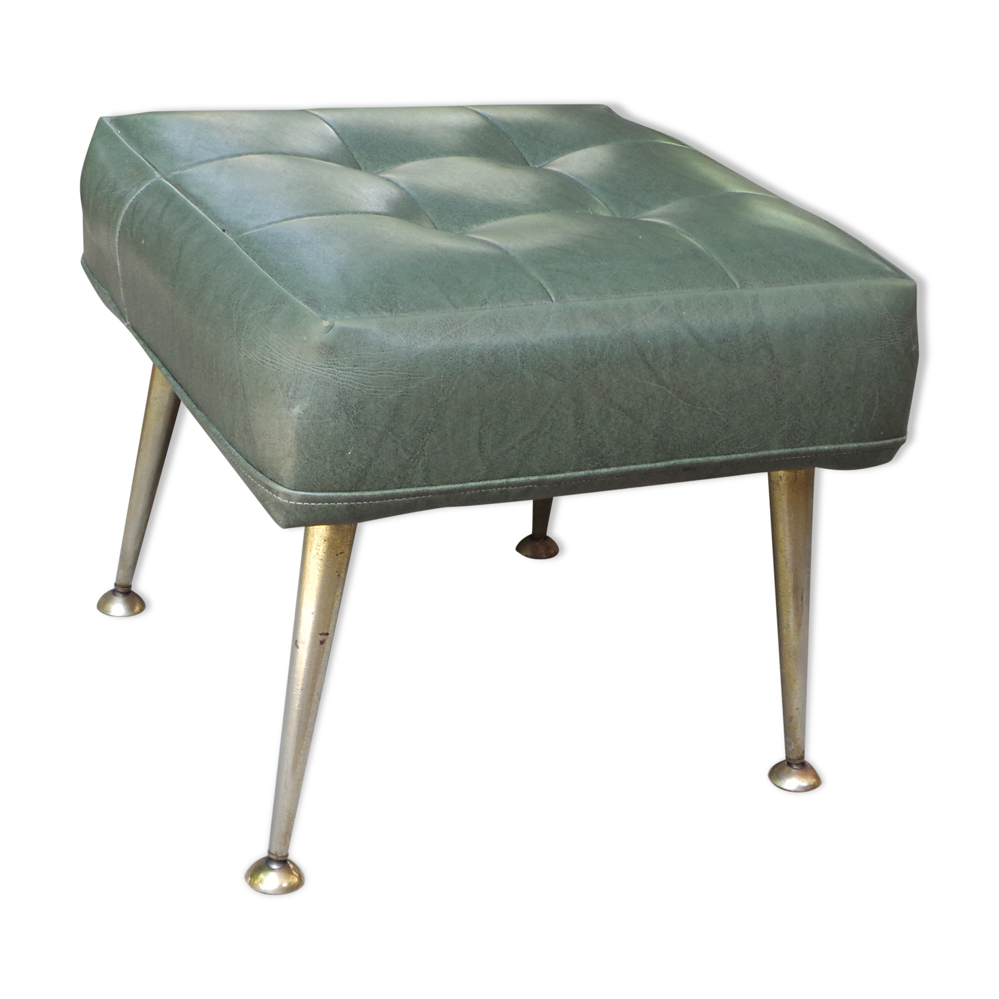 Stool footrest in green skaï