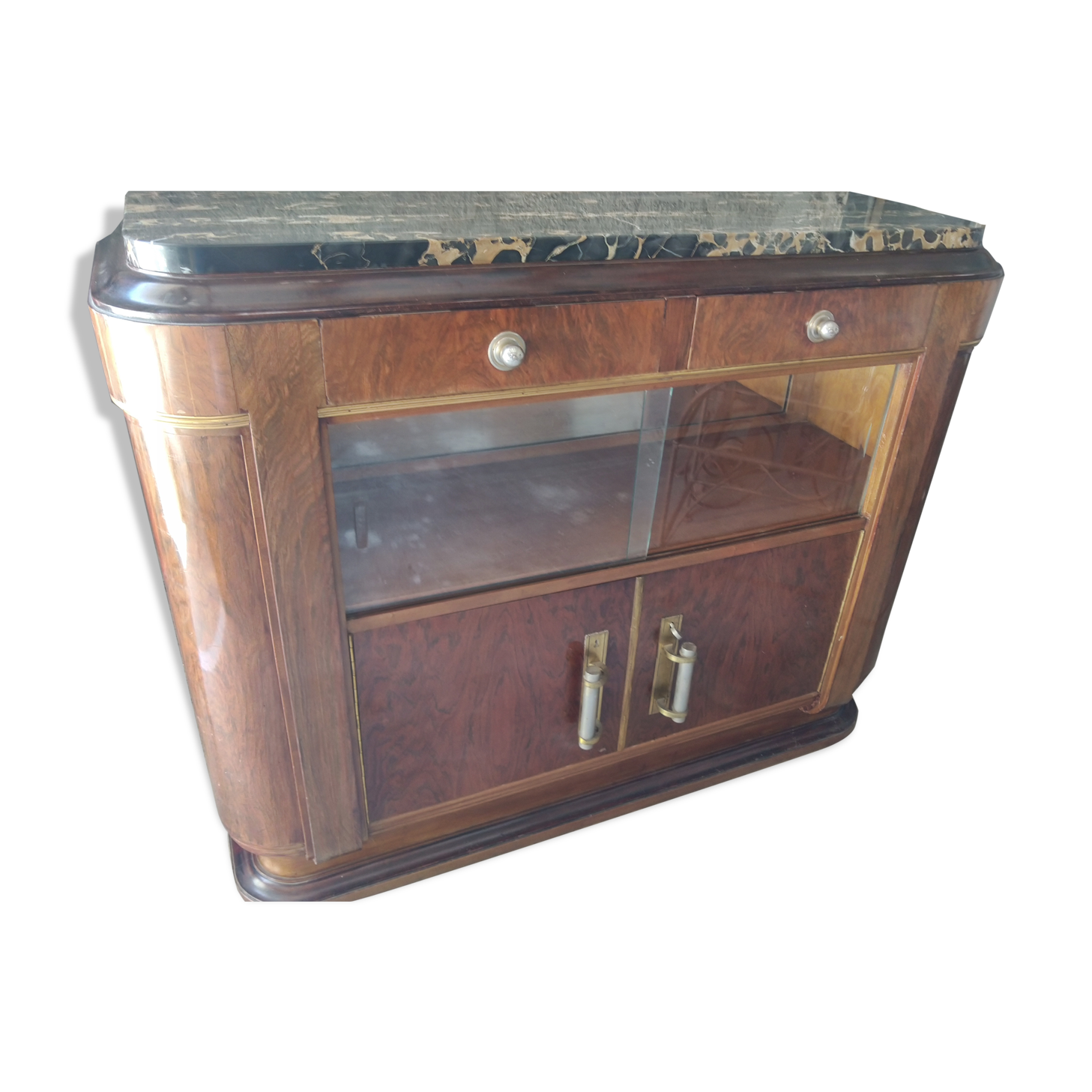 Buffet 1930 in rosewood and Portor marble
