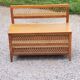 Vintage chest bench from the 50s in oak and rattan