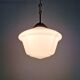 Large Art Deco pendant light in white opaline, 1930.
