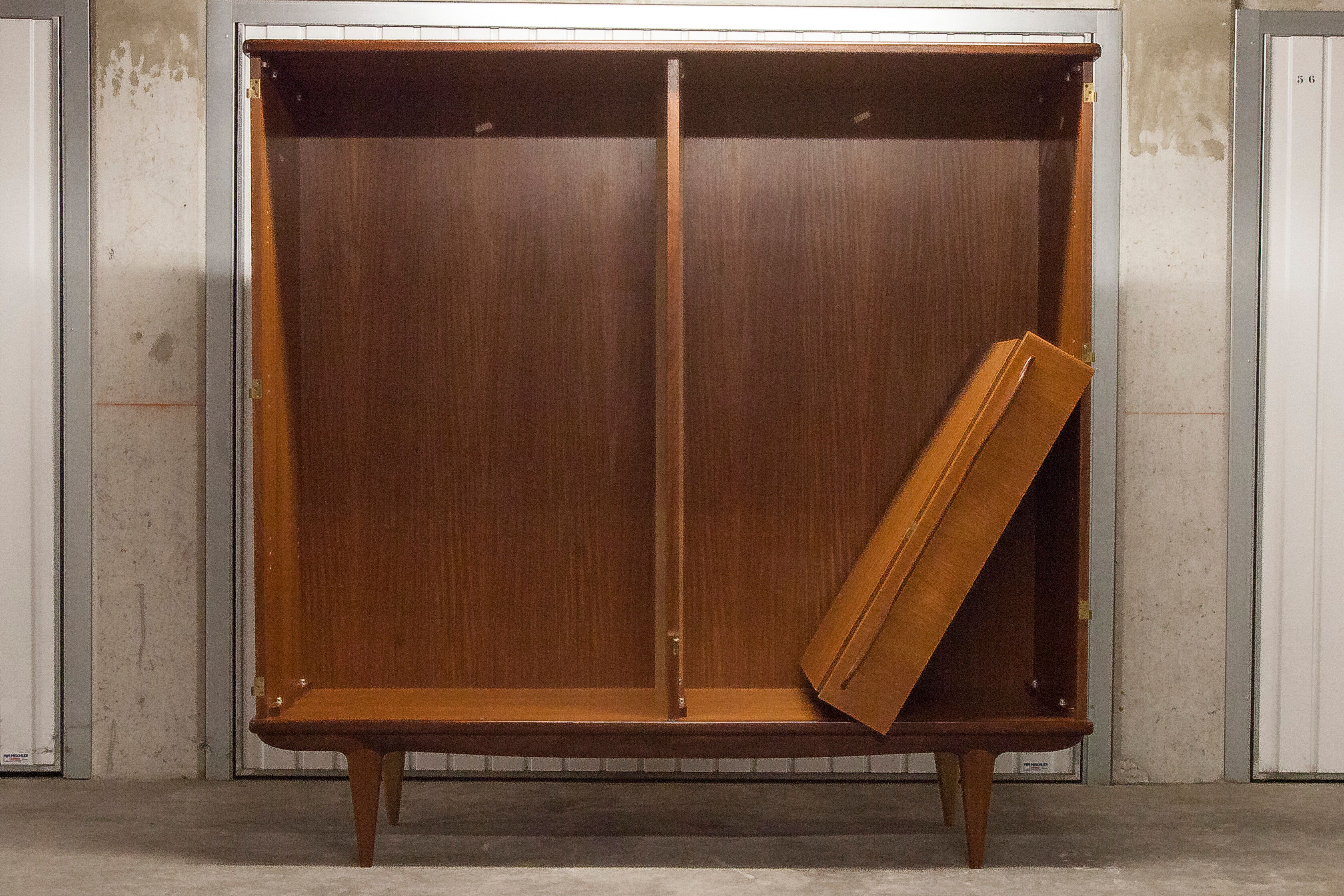 Scandinavian wardrobe 1960 teak 4 doors, 3 drawers, 2keys