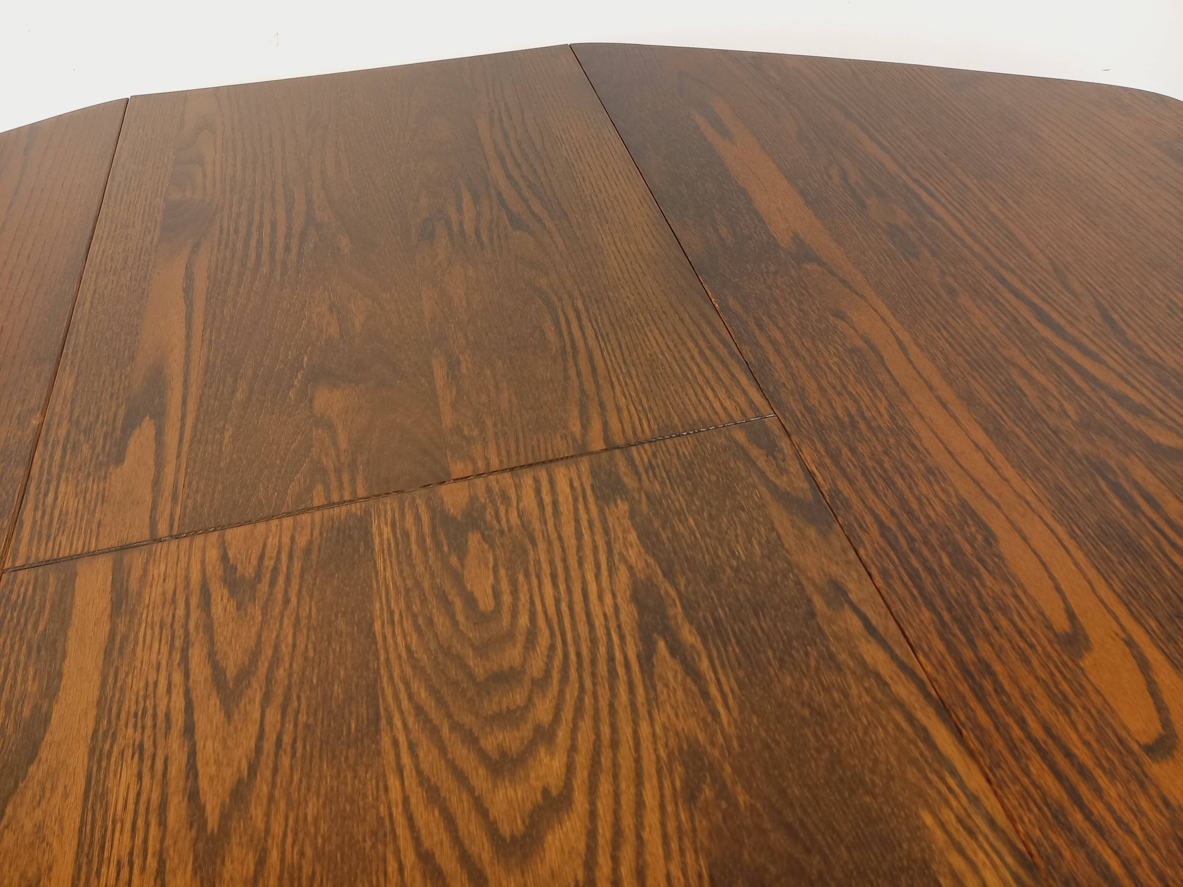 Vintage brutalist hexagonal dining table made of oak from the 1950s.