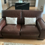 Brown grained leather sofa Roche Bobois
