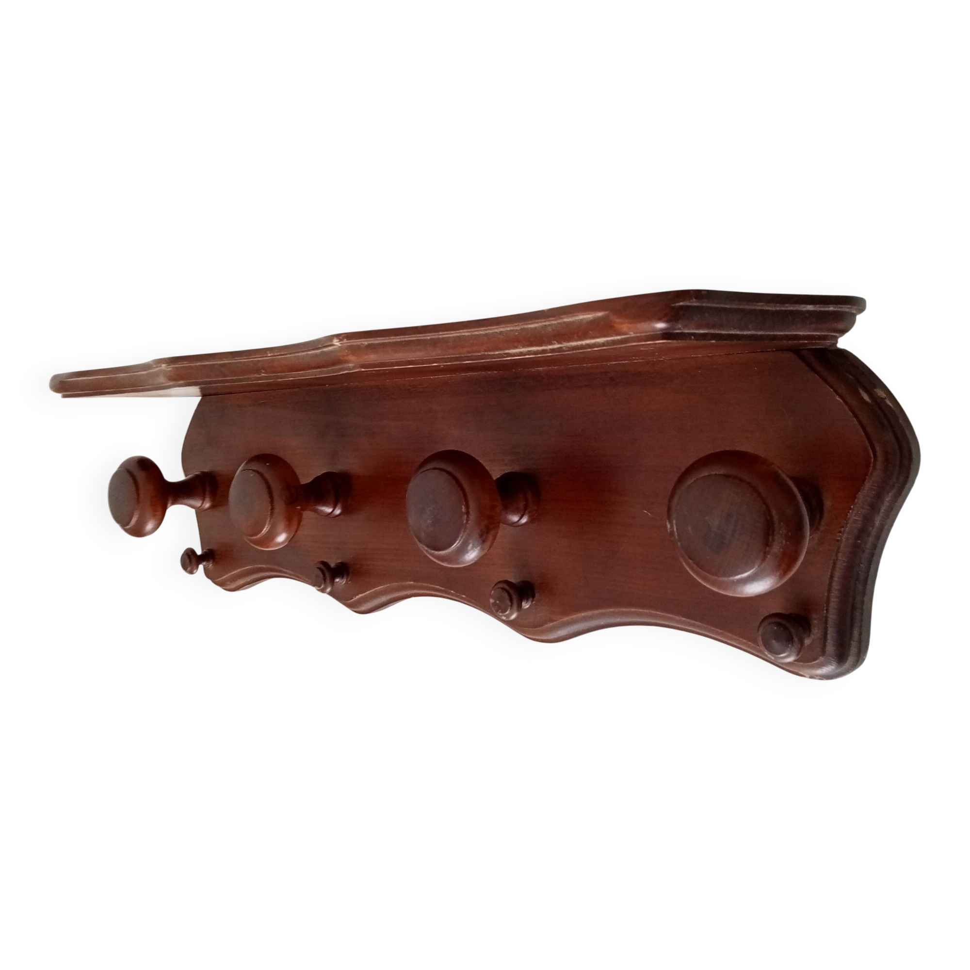 Vintage wall-mounted coat rack in solid oak