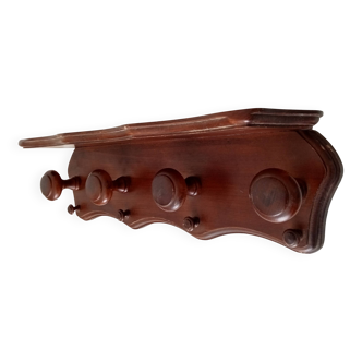 Vintage wall-mounted coat rack in solid oak